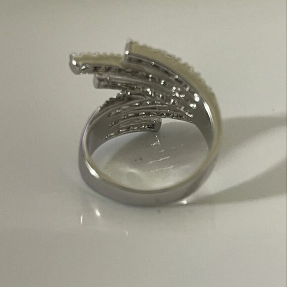 Lovely Signed TICI China Silver Tone & Rhinestones Ring ~ Size 4-4.5 - Picture 4 of 12